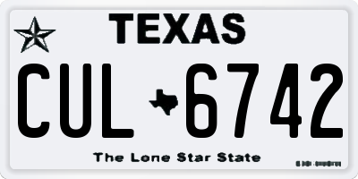 TX license plate CUL6742