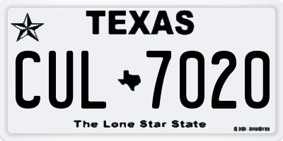 TX license plate CUL7020