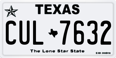 TX license plate CUL7632