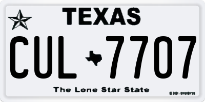 TX license plate CUL7707