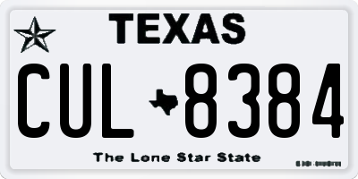 TX license plate CUL8384