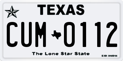 TX license plate CUM0112