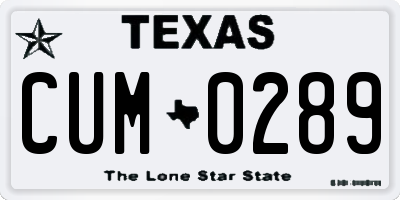 TX license plate CUM0289