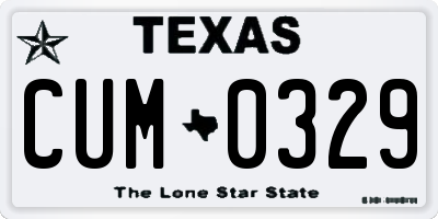 TX license plate CUM0329