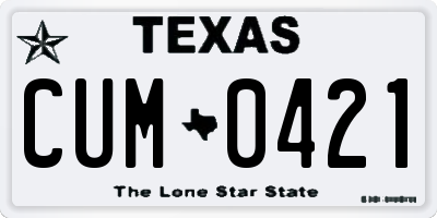 TX license plate CUM0421