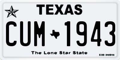 TX license plate CUM1943