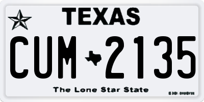 TX license plate CUM2135