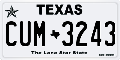 TX license plate CUM3243