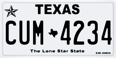 TX license plate CUM4234