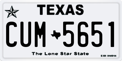 TX license plate CUM5651
