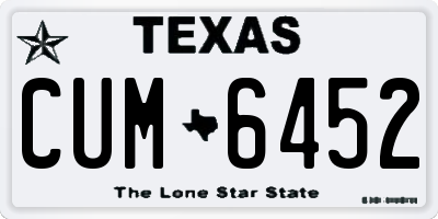 TX license plate CUM6452