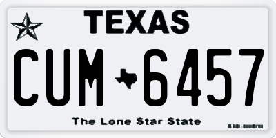 TX license plate CUM6457