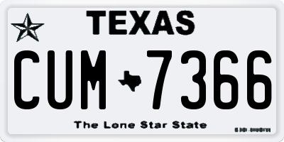 TX license plate CUM7366