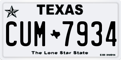 TX license plate CUM7934