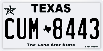 TX license plate CUM8443