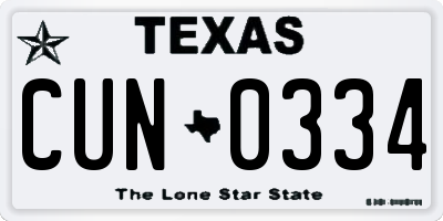 TX license plate CUN0334