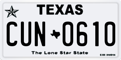 TX license plate CUN0610