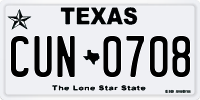 TX license plate CUN0708