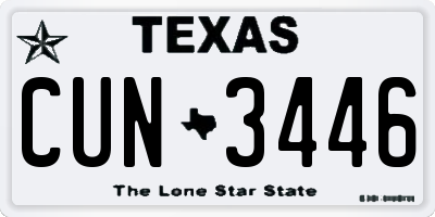 TX license plate CUN3446