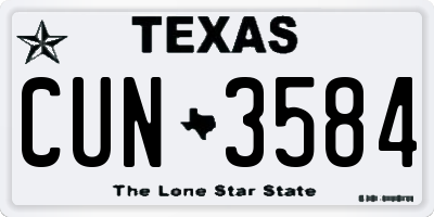 TX license plate CUN3584