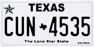 TX license plate CUN4535