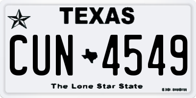 TX license plate CUN4549