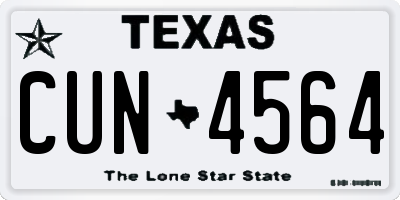 TX license plate CUN4564