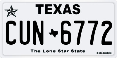 TX license plate CUN6772