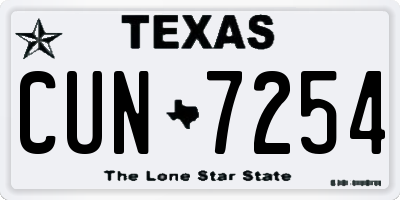 TX license plate CUN7254