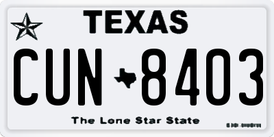 TX license plate CUN8403
