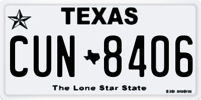TX license plate CUN8406