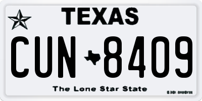 TX license plate CUN8409