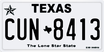 TX license plate CUN8413