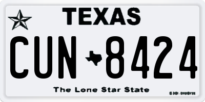 TX license plate CUN8424