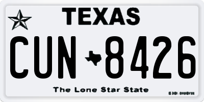 TX license plate CUN8426