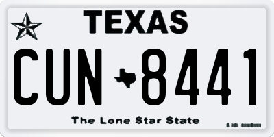 TX license plate CUN8441