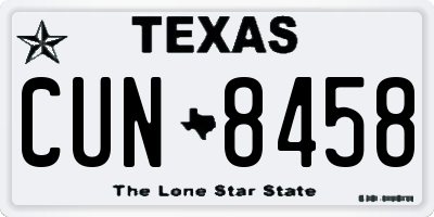 TX license plate CUN8458