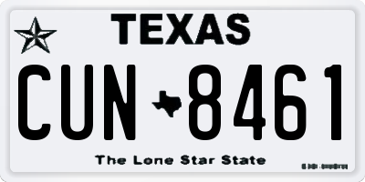TX license plate CUN8461