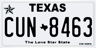 TX license plate CUN8463