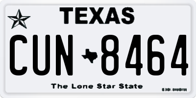 TX license plate CUN8464