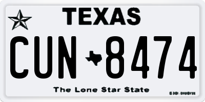 TX license plate CUN8474