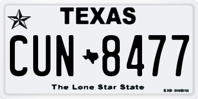 TX license plate CUN8477