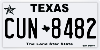 TX license plate CUN8482