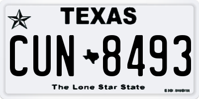 TX license plate CUN8493