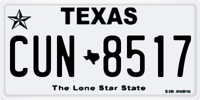 TX license plate CUN8517