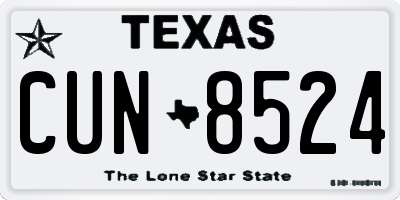 TX license plate CUN8524