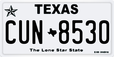 TX license plate CUN8530