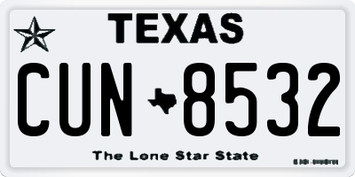 TX license plate CUN8532