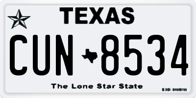 TX license plate CUN8534