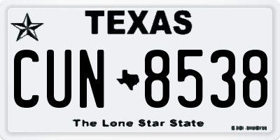TX license plate CUN8538